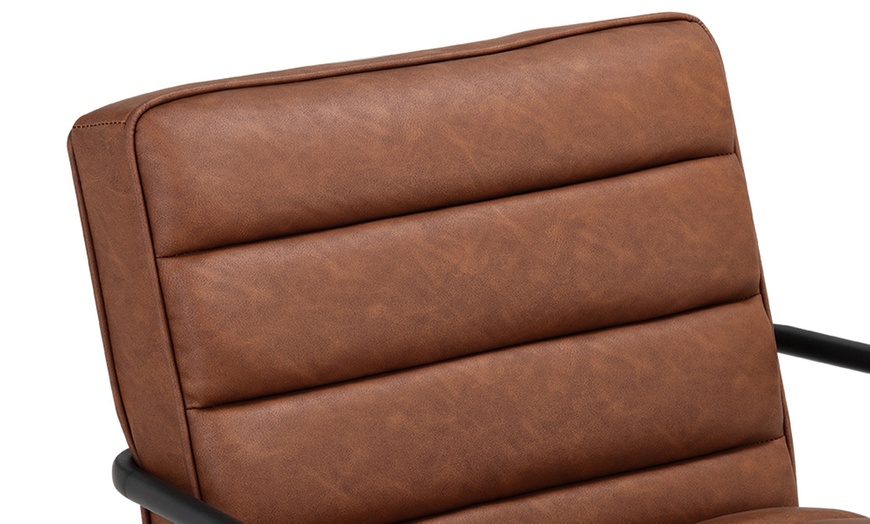 Image 3: Living And Home Tan Armchair with Metal Frame