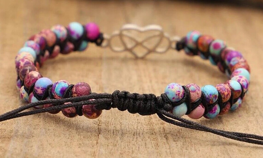 Image 5: 1x oder 2x Jaspis-Edelstein-Armband mit Herz-Anhänger