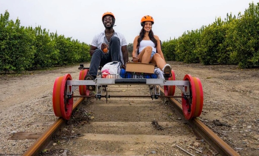 Image 1: Railbike Experience for up to Two People across California's Groves!