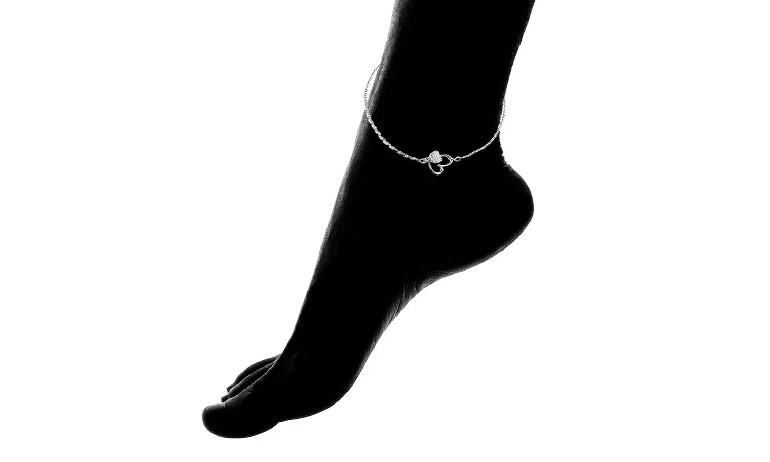 Heart Anklet with crystals from Swarovski in 18K White Gold