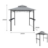 Image 5: Outdoor BBQ Pavilion Gazebo - Steel Frame with Double Roof & Side Shelves