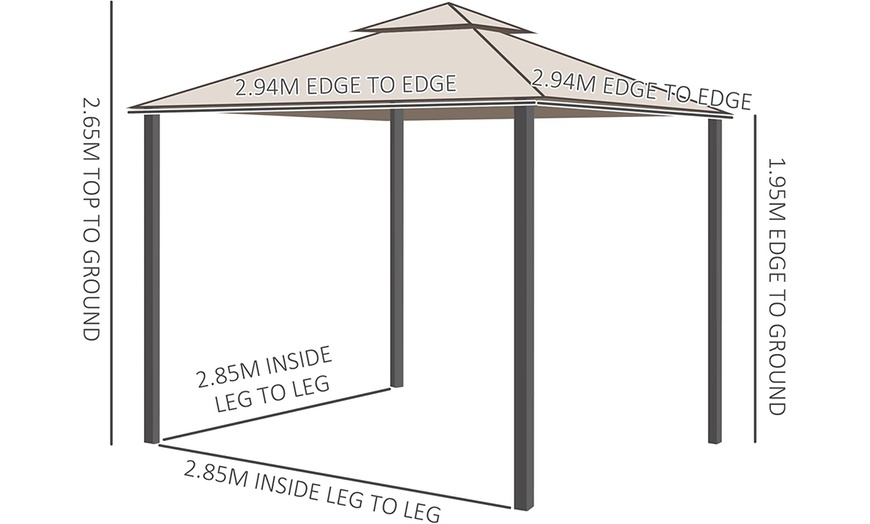 Image 13: Outsunny 3m x 3m Gazebo with Net Curtains, Stylish Metal Design