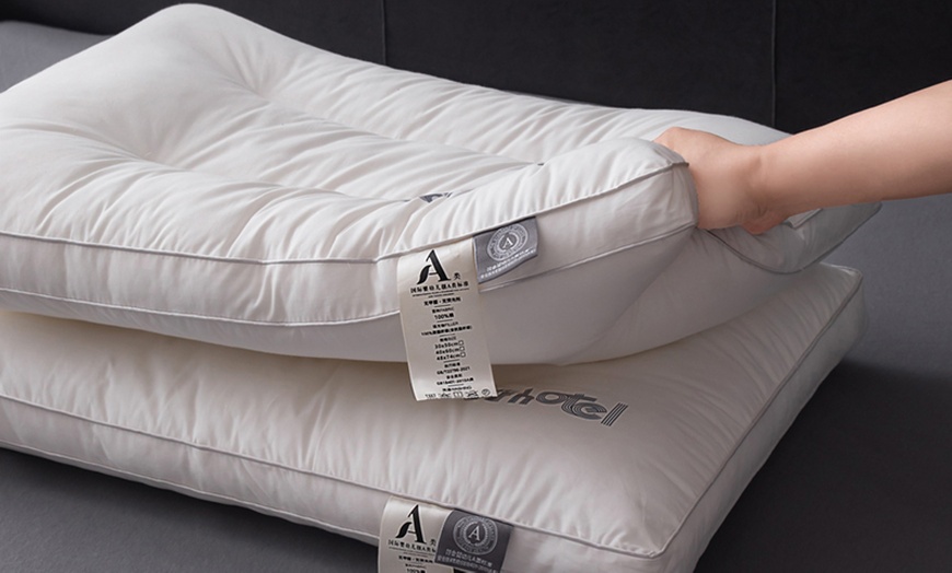 Image 10: 100% Cotton Hotel Grade Neck Support Pillow 2 Pack Set
