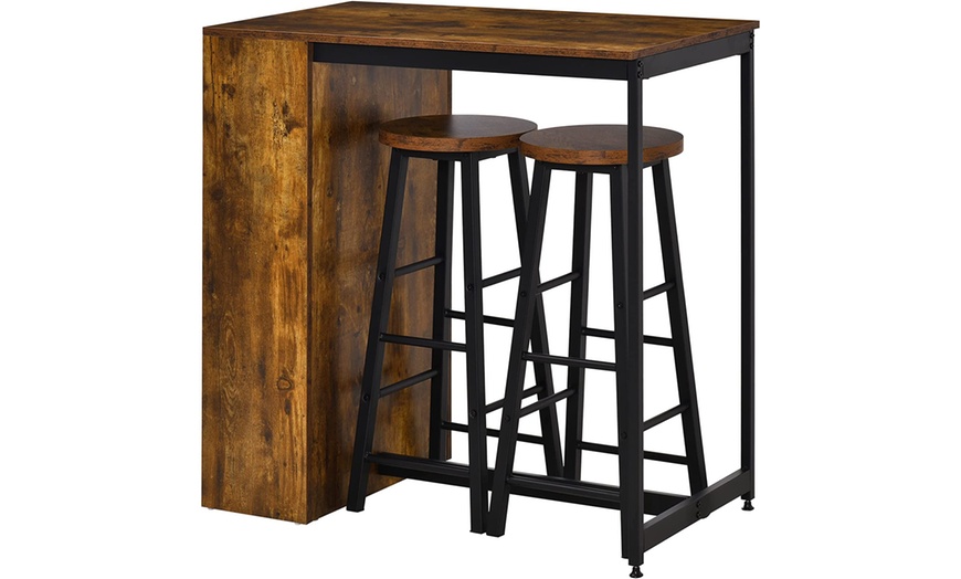 Image 3: HomCom Three-Piece Bar-Stool Table Set