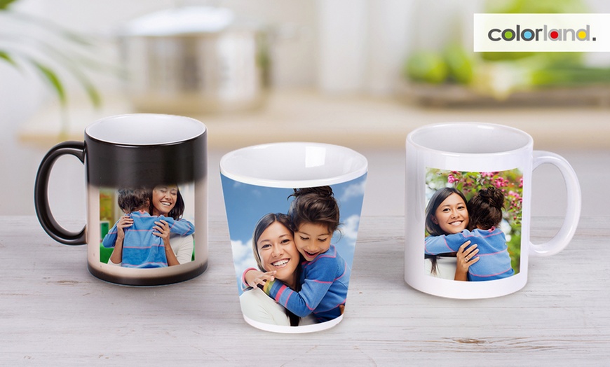 Image 1: Mugs photo personnalisés - Latte, Coloré ou Magic, avec Colorland