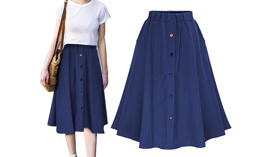 Image 3: A-Line Denim Skirt