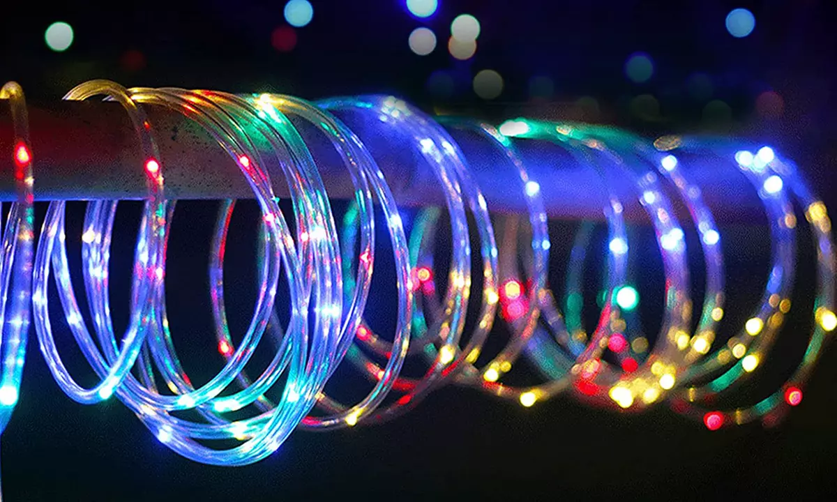 LED Solar-Powered Rope Tube String Lights