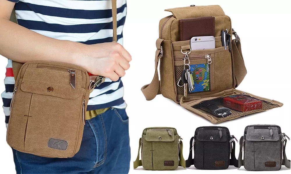 1 ou 2 sacs à bandoulière en toile multi-compartiments - Primary Image