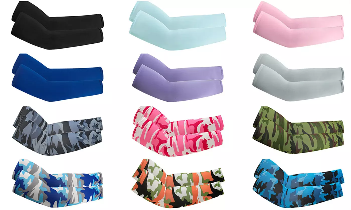 2 Pairs Cooling Sun Sleeves UV Protection Arm Sleeves Arm Cover Sleeve