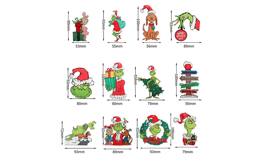 Image 4: Grinch Inspired Christmas Tree Ornaments Set