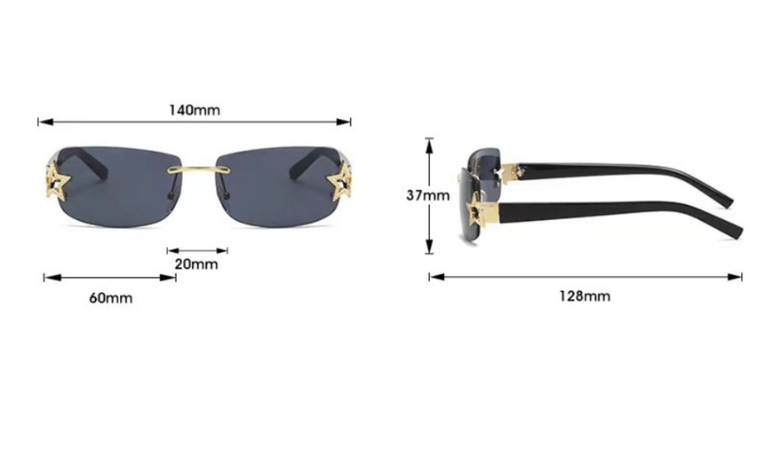 Image 2: Metal Five-pointed Star Fashionable Oval Sunglass