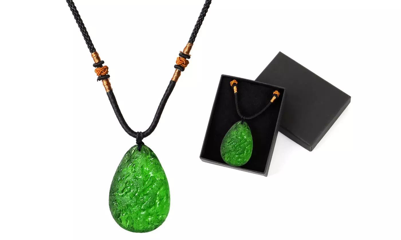 Moldavite Crystal Gravel Green Charm Oval Stone Pendant Necklace