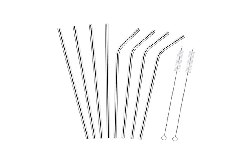 Image 12: 8-Piece Stainless Steel Straw Set