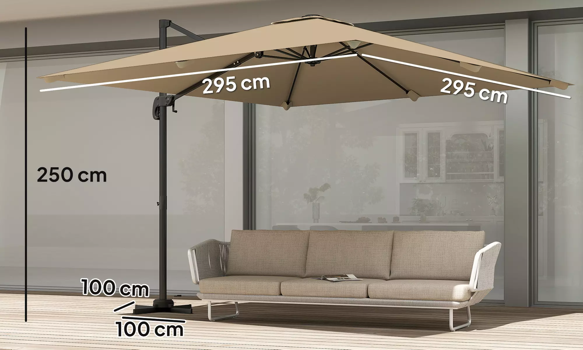 Outsunny 3 x 3 m Cantilever Parasol