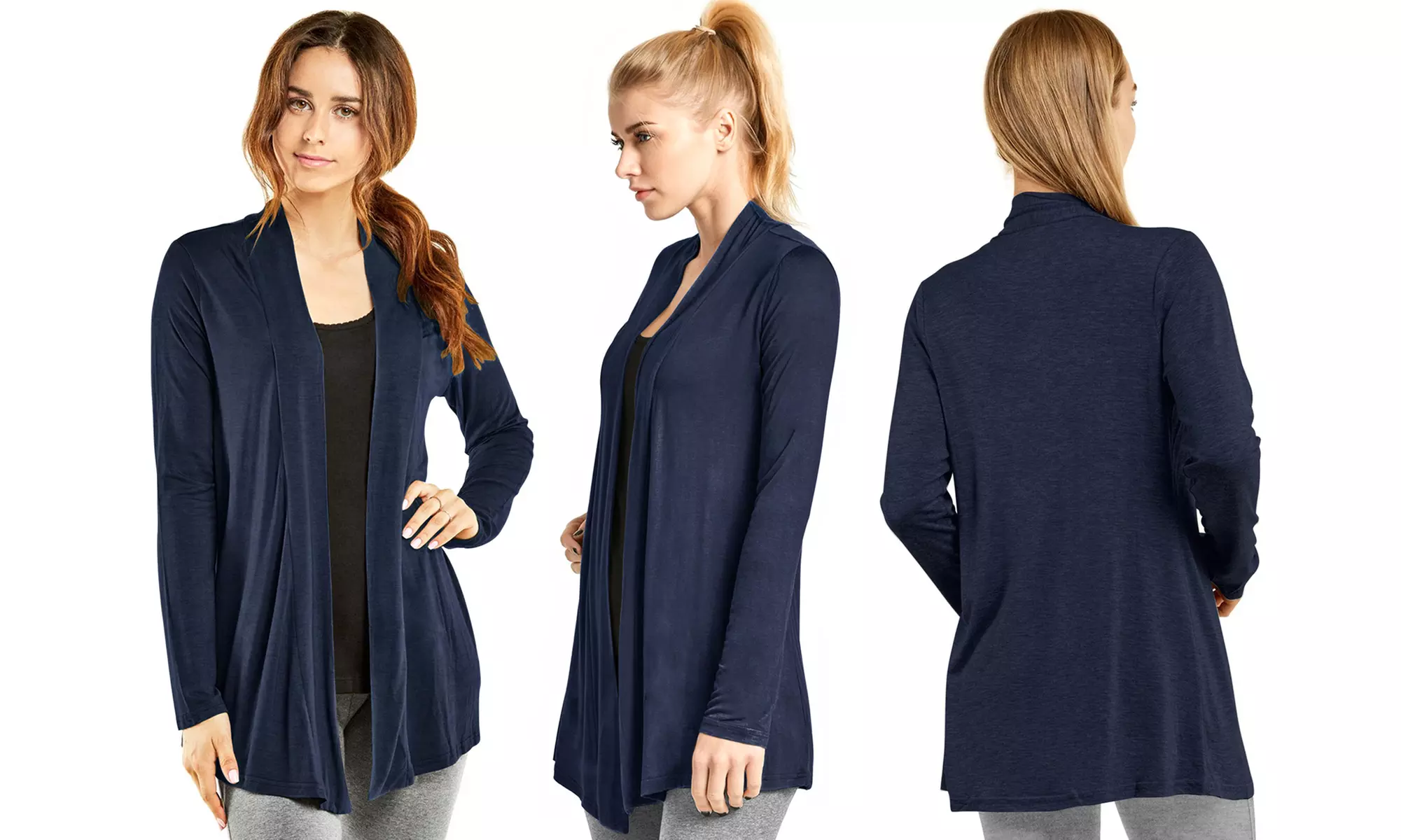 Women's Casual Long Sleeve Open Front Lightweight Drape Cardigan