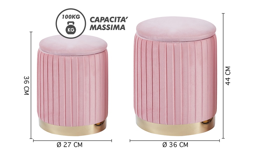 Image 33: Coppia di pouf contenitori in velluto