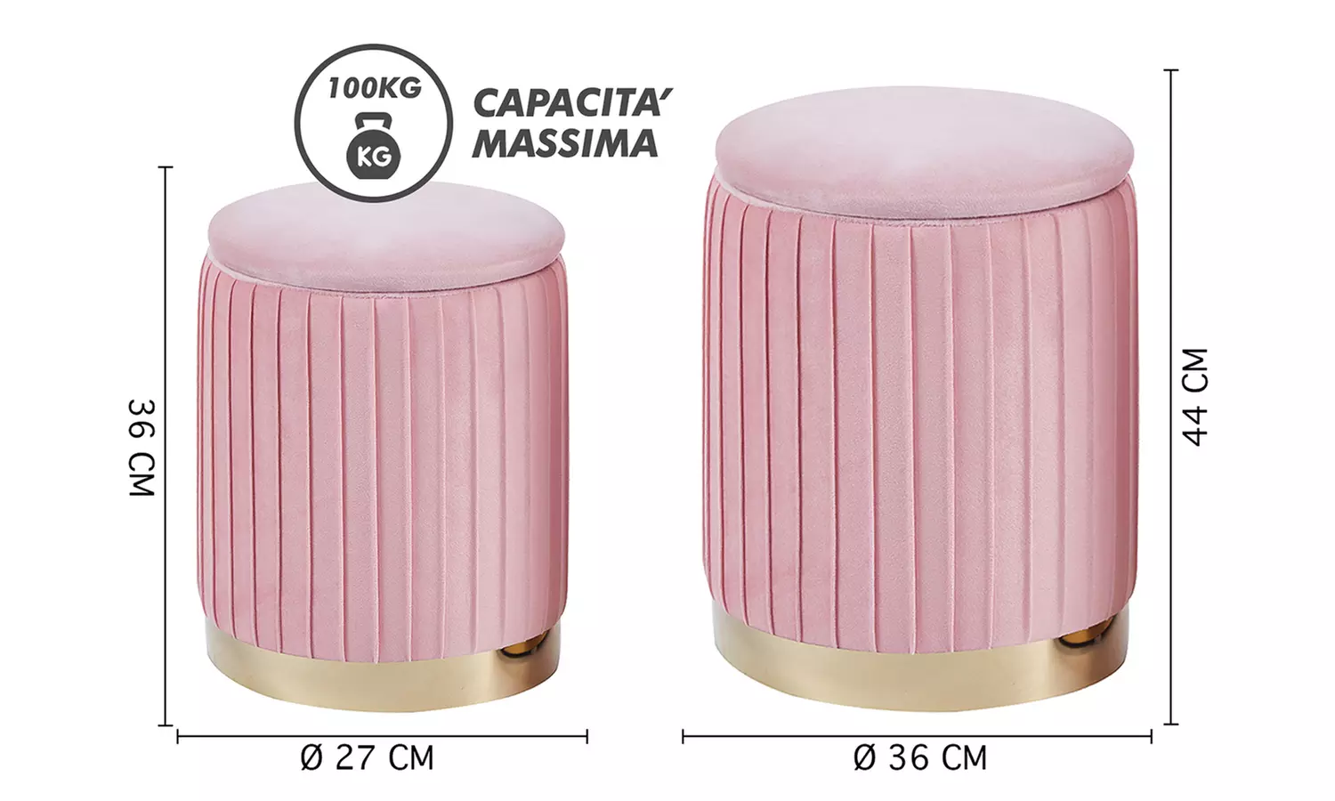 Velours poef met bergruimte