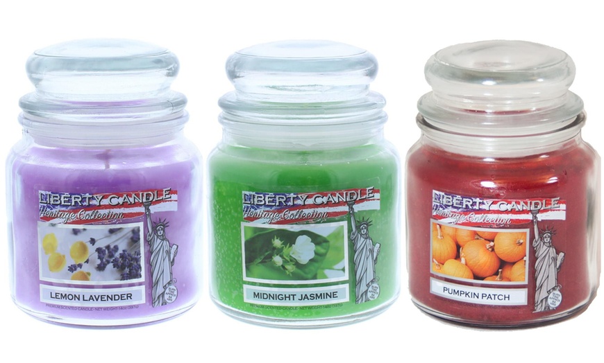 Image 1: Three Liberty Candles 14oz Glass Jar Candles