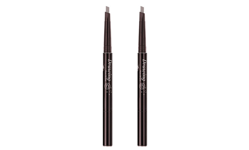 Image 12: 2 Pack Eyebrow Pencil Retractable Slant Tip with Brush Double-end Waterproof