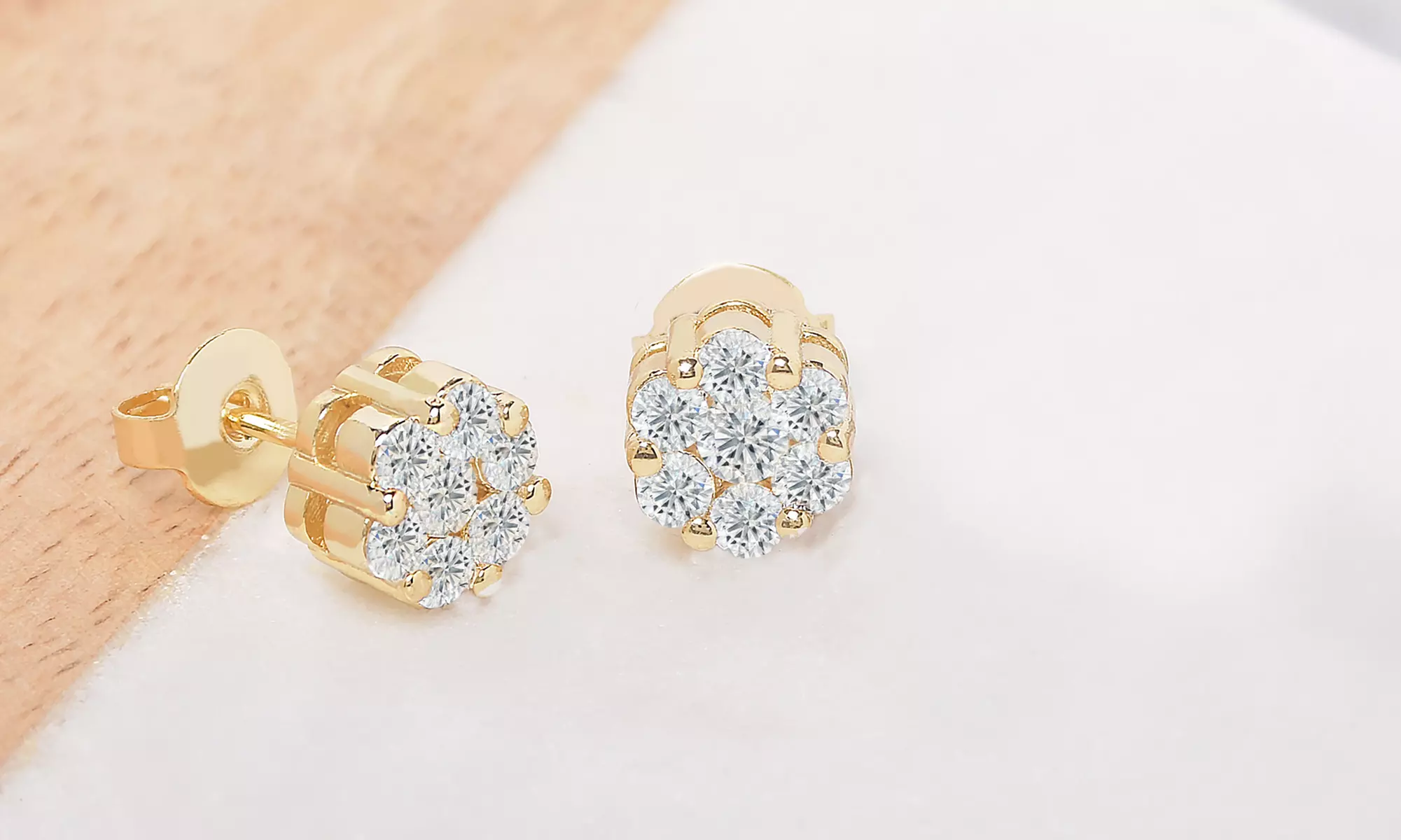 Flower Stud Earrings Set Made with Cubic Zirconia Stones