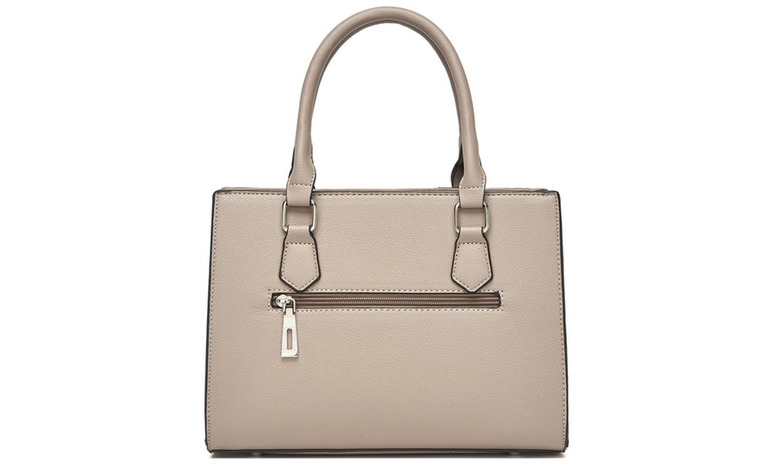 Image 9: Miss Lulu PU Leather Three-Tone Stitched Shoulder Handbag