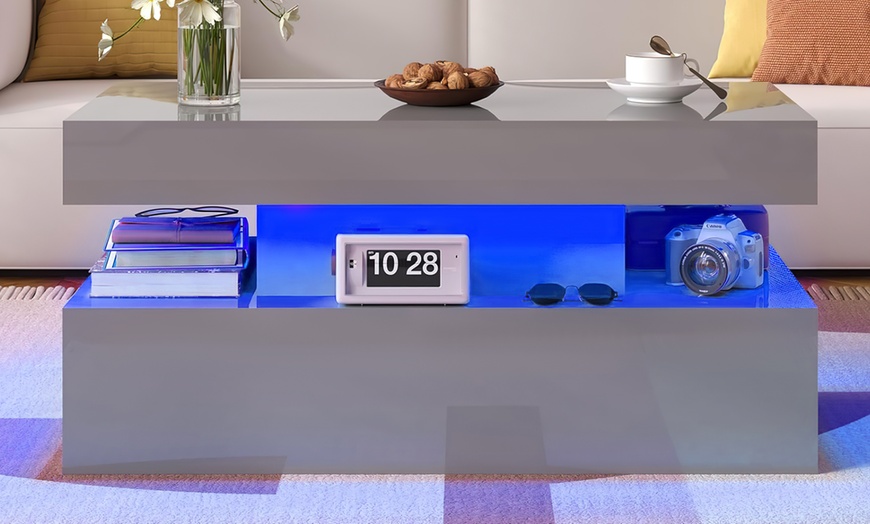 Image 27: High Gloss LED Coffee and Side Table Range