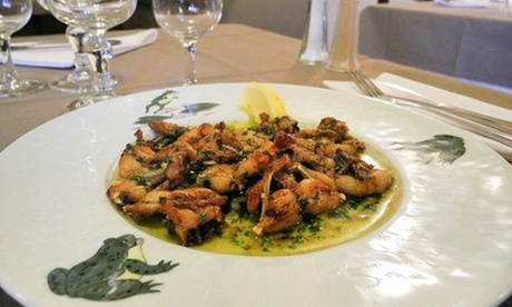 Cuisses de grenouilles avec accompagnement et dessert pour 2 pers à 39,90 € au restaurant Le comptoir des dombes