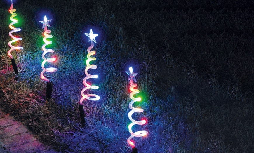 Image 1: 40 LED Spiral Christmas Tree Pathway Lights