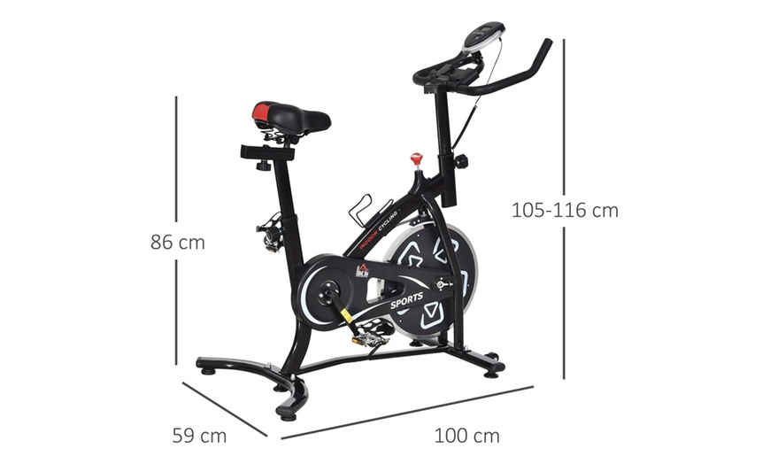 Image 15: HomCom Indoor Exercise Bike for Spin Classes or Low Impact Exercise