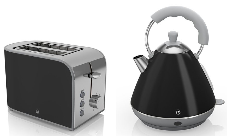 Image 1: Swan Kettle and Two-Slice Toaster