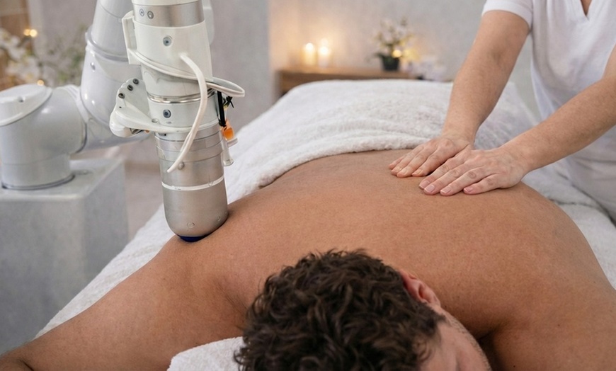 Image 3: 70-Minute AI and Therapist Hybrid Massage with Red Light Recovery