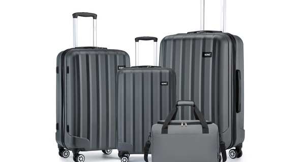 KONO 1 to 3-Piece ABS Hard Shell Suitcase and Duffel Bag Set Grey