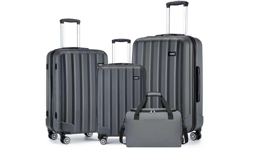 Image 1: KONO 1 to 3-Piece ABS Hard Shell Suitcase and Duffel Bag Set Grey