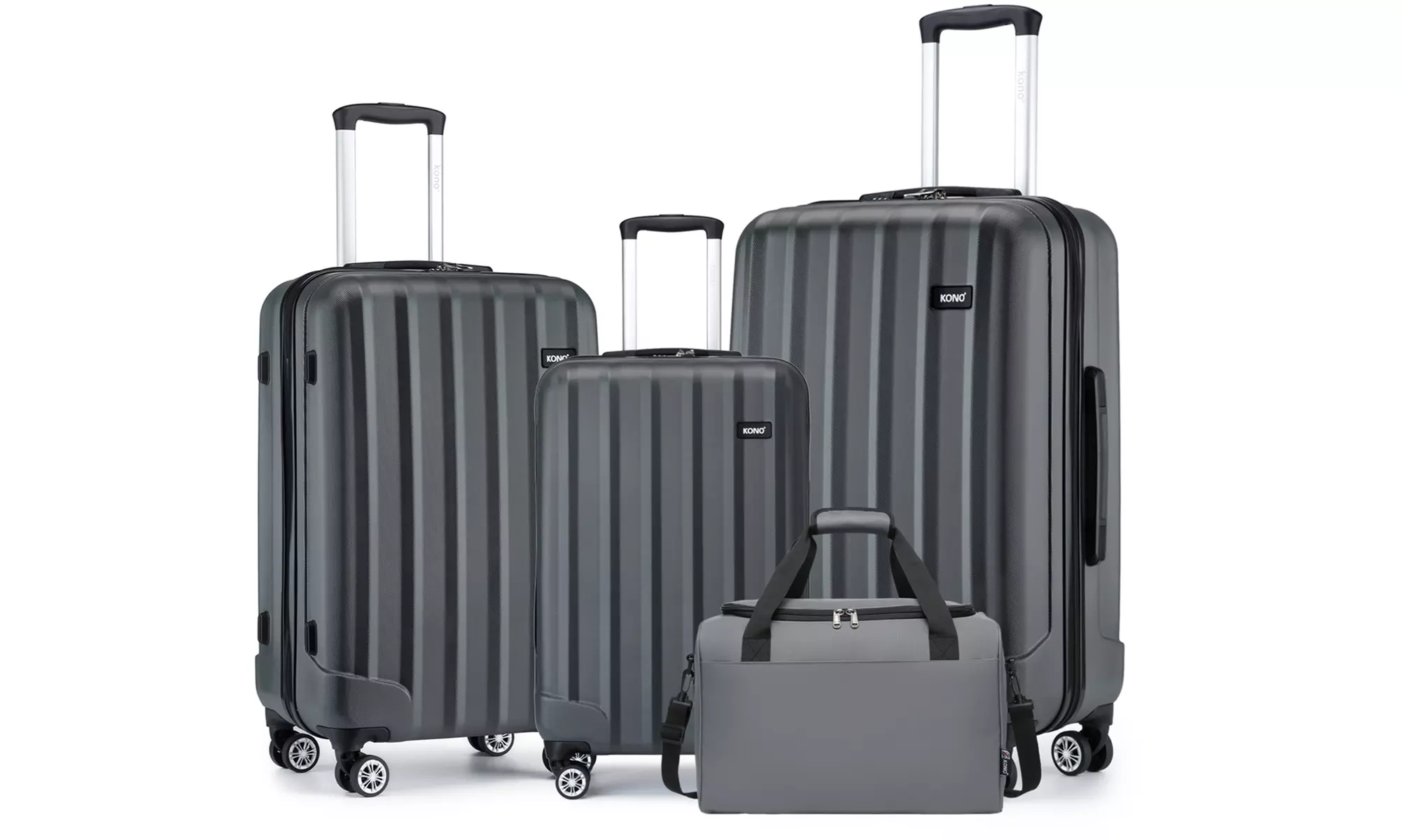 KONO 1 to 3-Piece ABS Hard Shell Suitcase and Duffel Bag Set Grey
