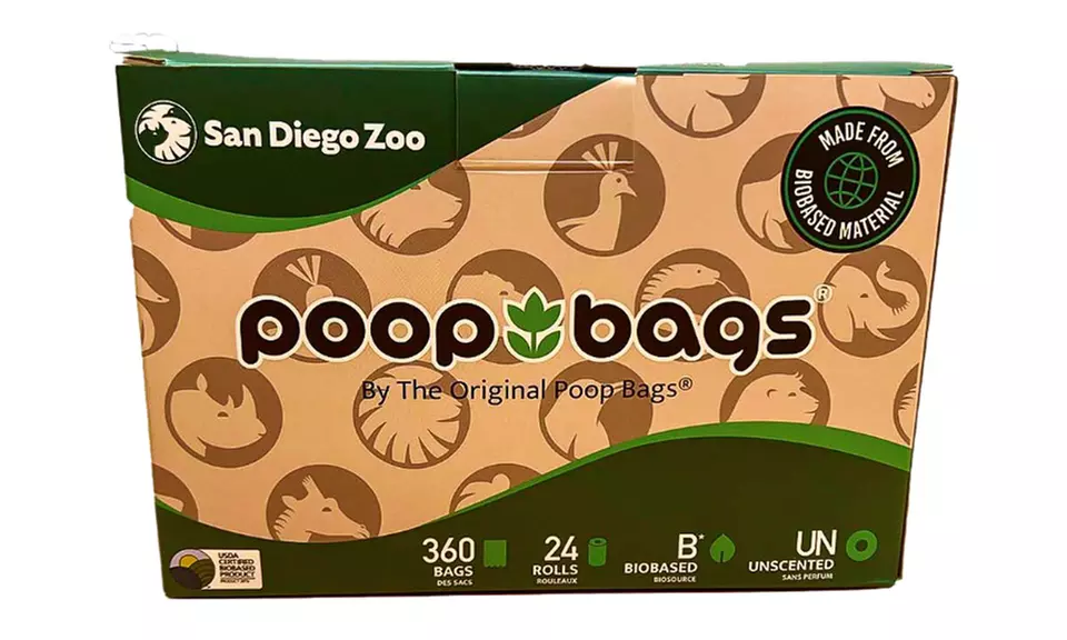1080 USDA Certified Biobased - San Diego Zoo Poop Bags - 72 Roll Bundle