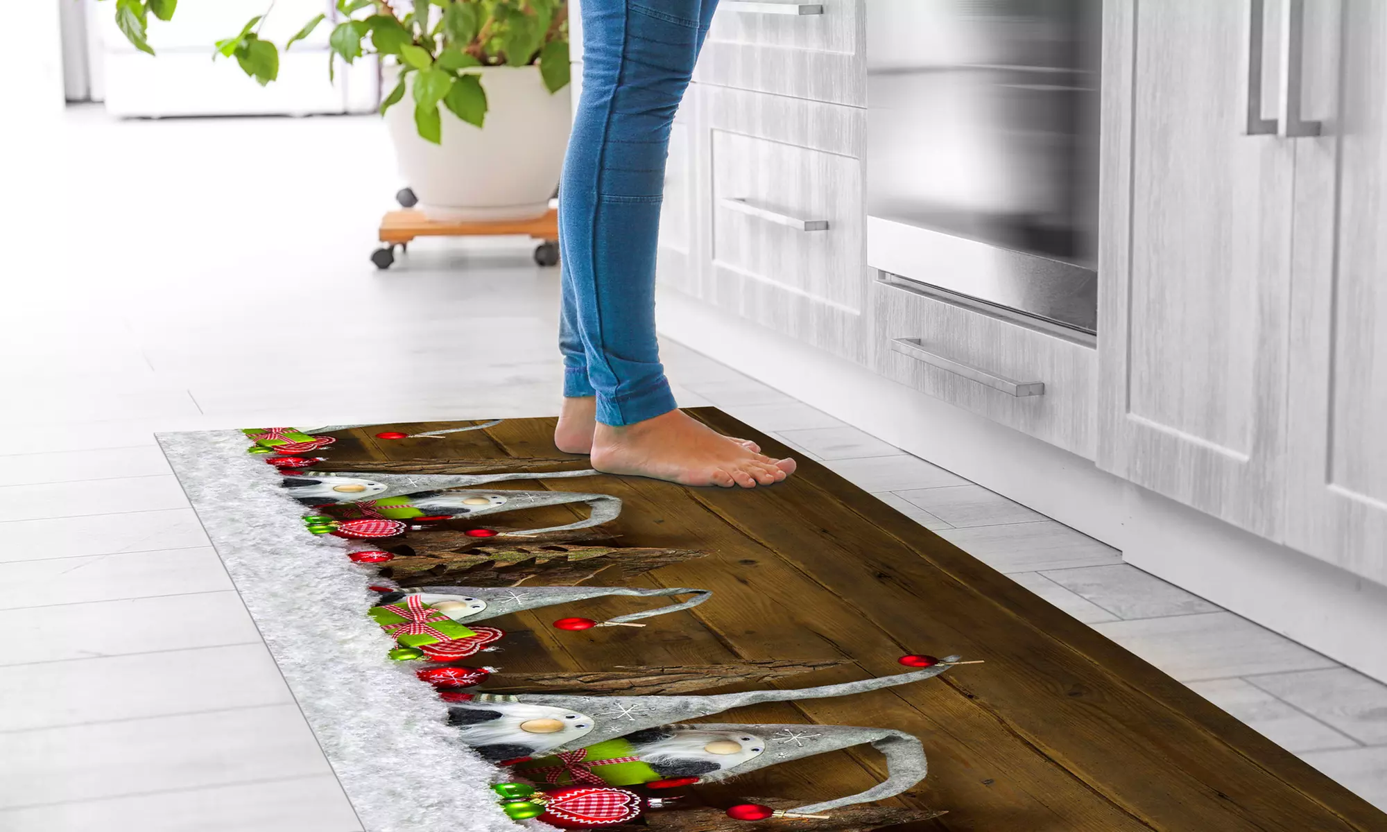 Antislip keukentapijt met kerstpatroon