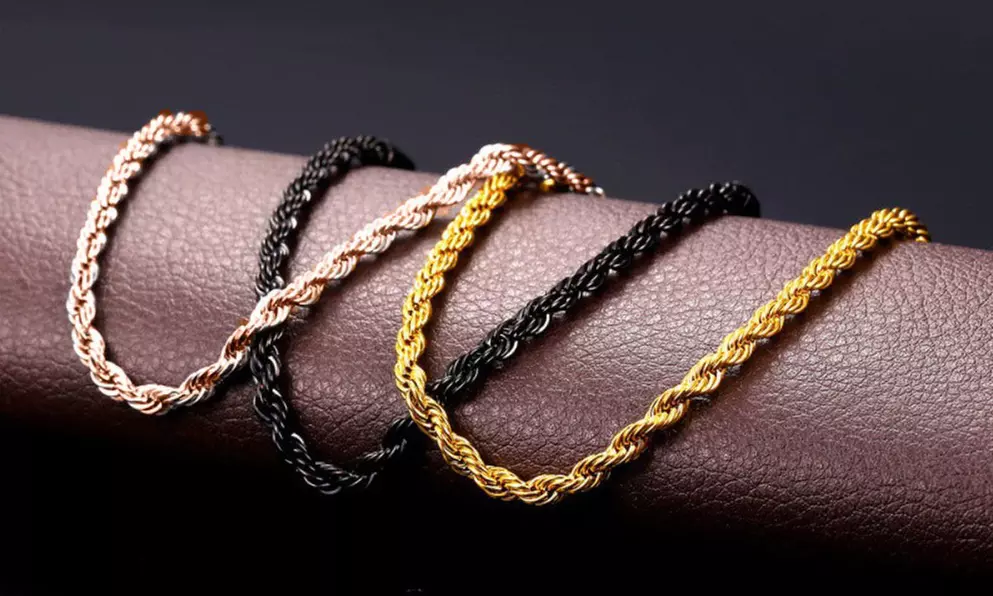 Men's Stainless Steel 24 Inch 5mm Rope Chains