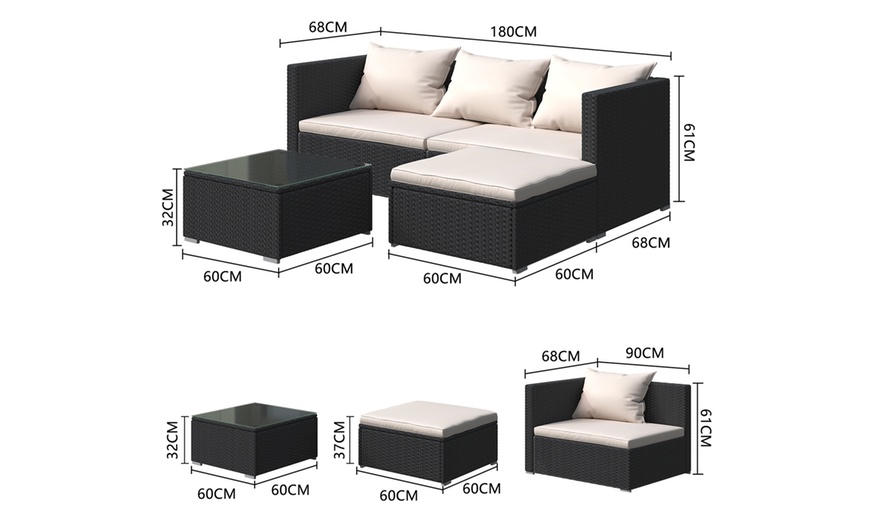 Image 6: Four-Piece Rattan-Effect Garden Sofa Set with Optional Cover