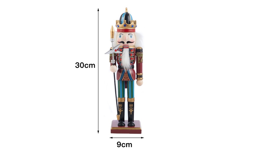 Image 7: Living And Home Wooden Nutcracker Soldier Figurine Christmas Ornament