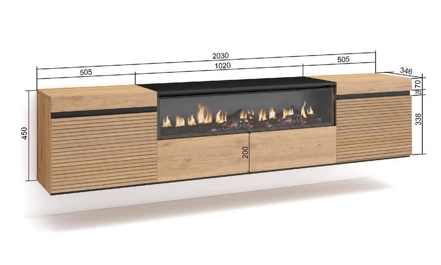 Image 18: Mueble para TV con acabado en roble y opción a chimenea eléctrica