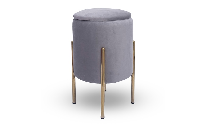Image 13: Pouf en velours "Arturo" avec espace de rangement