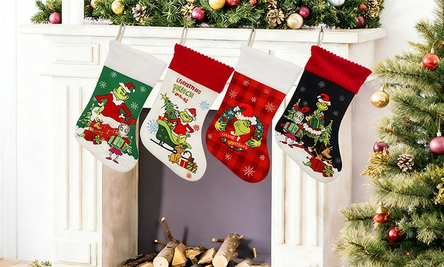 Image 1: Four Pack Grinch-Inspired Christmas Stockings