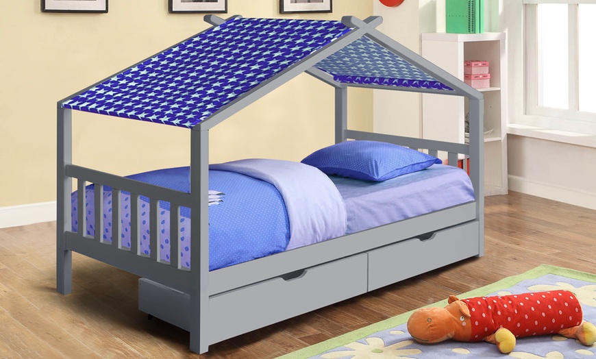 Image 2: Milverton Children's Storage House Bed with Optional Tent and Mattress