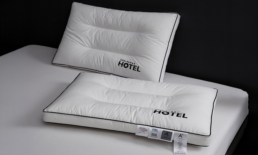 Image 2: 100% Cotton Five Star Hotel Pillow 2 Pack Set