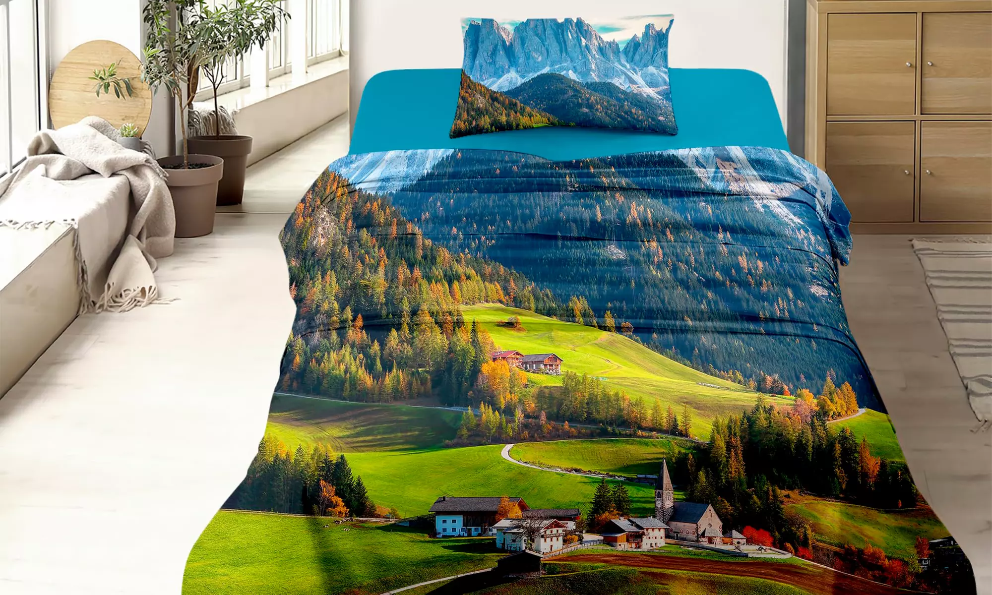 Completo lenzuola in cotone con stampa digitale