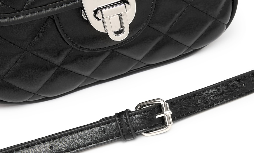 Image 15: Miss Lulu Practical Quilted PU Leather Crossbody Handbag