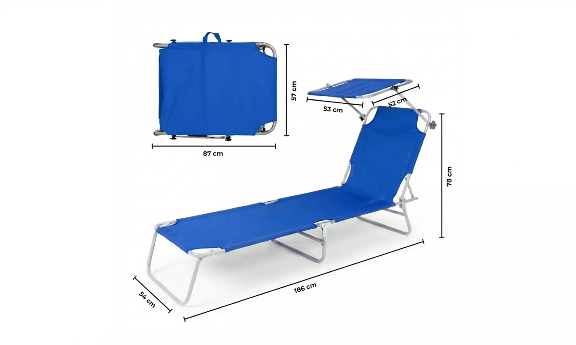Opvouwbaar zonnebed met zonnescherm