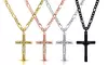 Men's Stainless Steel Crucifix Cross Necklace with 24" Figaro Chain