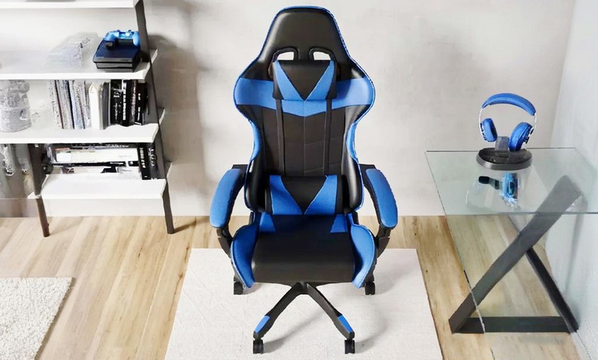 Image 3: Chaise de gaming ergonomique avec repose-pieds, soutien lombaire