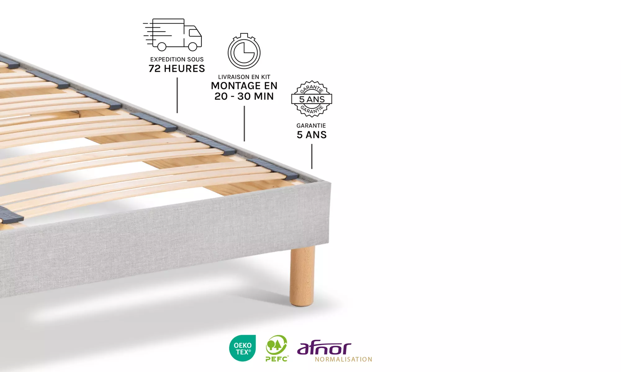Sommier Capitole technologie tri-lattes en tissu